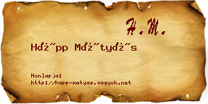 Hápp Mátyás névjegykártya